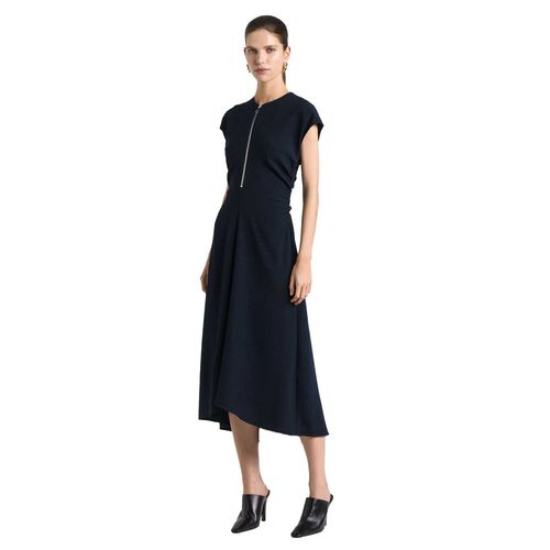 Cue Ink Recycled Crepe Zip Front Midi Dress